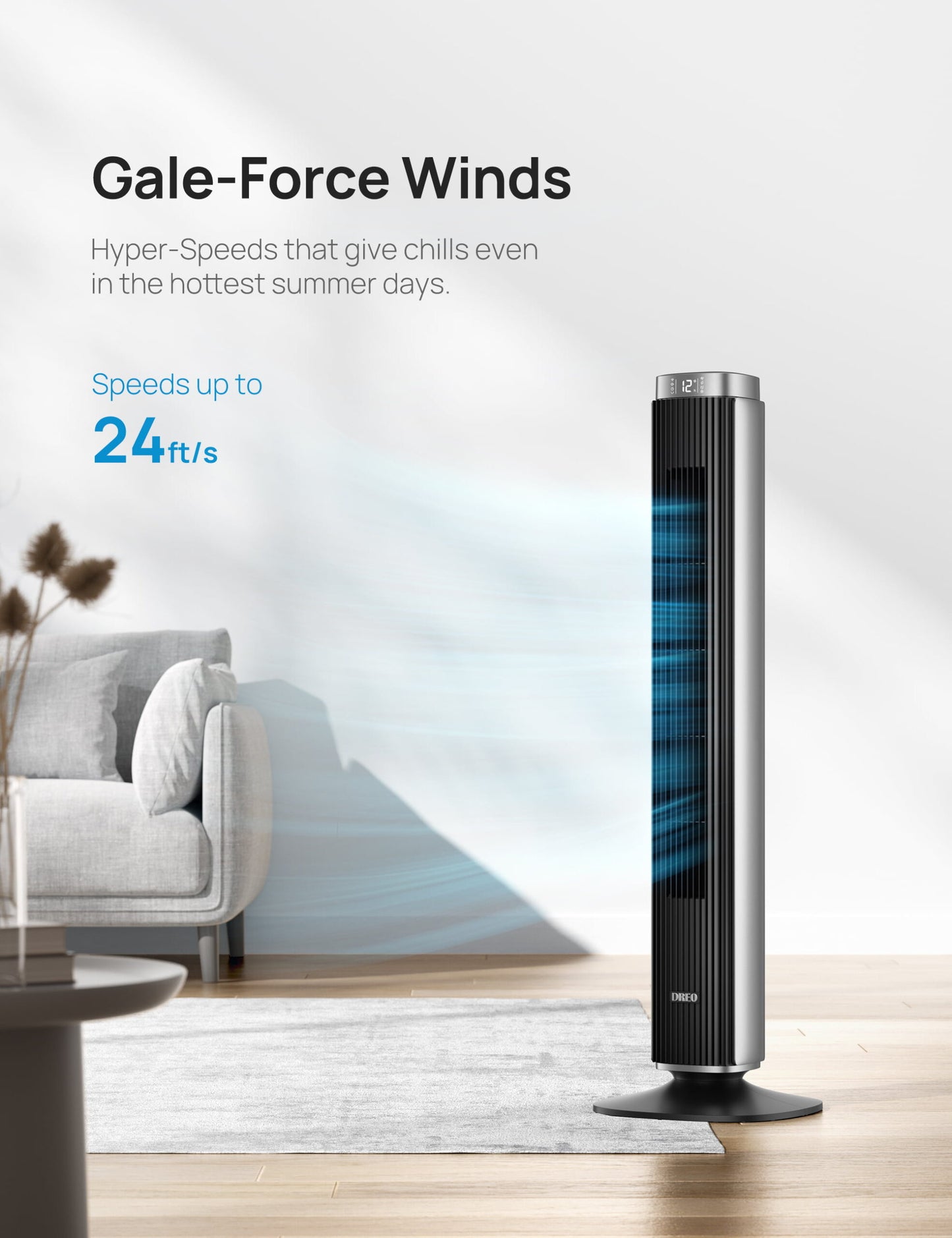 42′′ Tower Fan for bedroom, 25 DB Quiet DC Bladeless Fans, 90° Oscillating Fan with Remote, LED Display, 12H Timer, 9 Speeds,4 Modes, Standing Floor Fans for Room Home Office, Pilot Pro