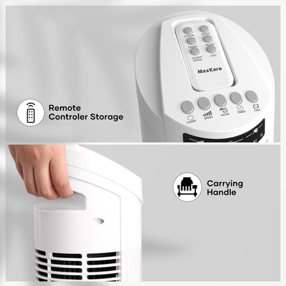 30′′ Tower Fan 120° Oscillating Fan 60dB Quiet Cooling Fan with Remote Control 3 Speeds 3 Wind Modes Timer – White