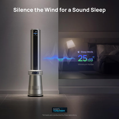 Air Purifier Tower Fan, 45′′ 2-in-1 Smart Fan for Bedroom, 27ft/s Velocity, 120°Oscillation, 24H Timer Bladeless Fans for Home, 25dB Low Noise, Standing Fan Works with Alexa, MC710S, Silver Blue