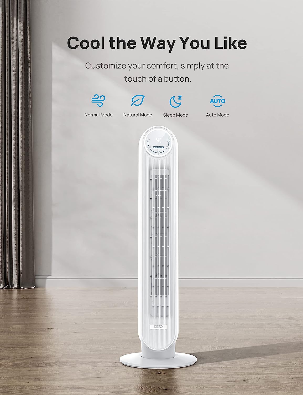 One Tower Fan with Remote, 24ft/s Velocity Quiet Cooling Fan, 90° Oscillating 4 Speeds, Modes, 8H Timer, Bladeless Standing Floor Fans, White