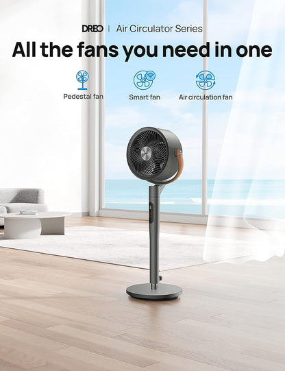 513S 43-inch Quiet Floor Fan with Remote Control for Home Bedrooms, 120°+105° Smart Oscillating Floor Fan with Wi-Fi/Voice Control, Compatible with Alexa/Google, 6 Modes, 8 Speeds