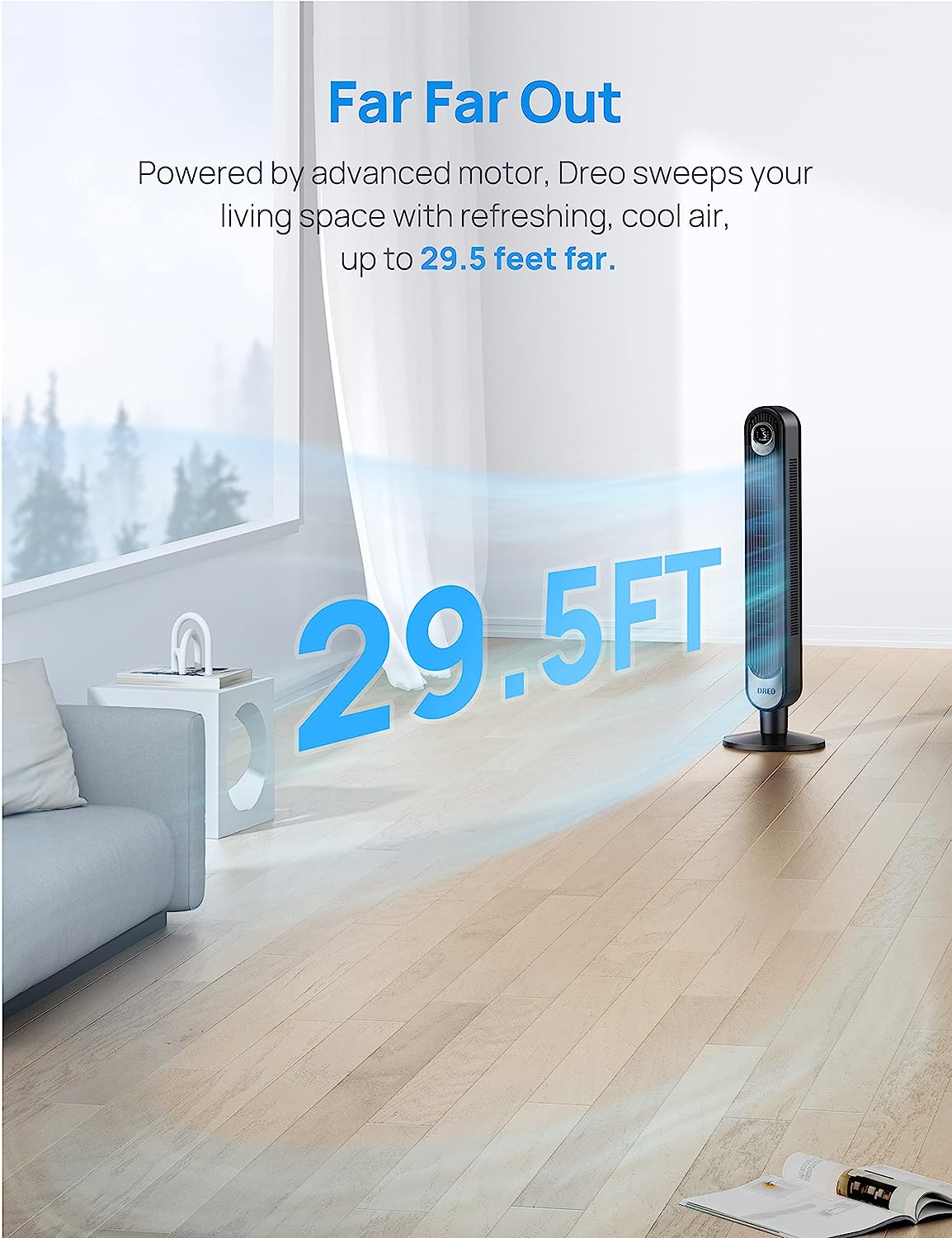 Smart Tower Fan WiFi Voice Control, Works with Alexa/Google, Cruiser Pro T1S Floor Standing Bladeless Oscillating Fan with Remote, 6 Speeds, 4 Modes, 12H Timer, for Indoor Bedroom Home Office