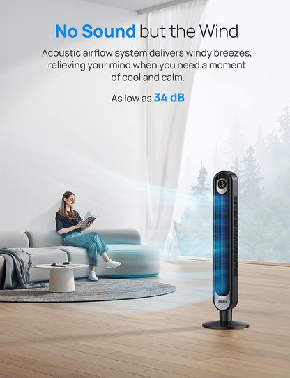 Smart Tower Fan WiFi Voice Control, Works with Alexa/Google, Cruiser Pro T1S Floor Standing Bladeless Oscillating Fan with Remote, 6 Speeds, 4 Modes, 12H Timer, for Indoor Bedroom Home Office