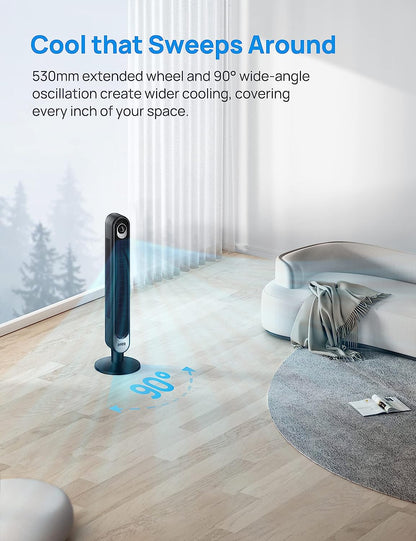 Smart Tower Fan WiFi Voice Control, Works with Alexa/Google, Cruiser Pro T1S Floor Standing Bladeless Oscillating Fan with Remote, 6 Speeds, 4 Modes, 12H Timer, for Indoor Bedroom Home Office