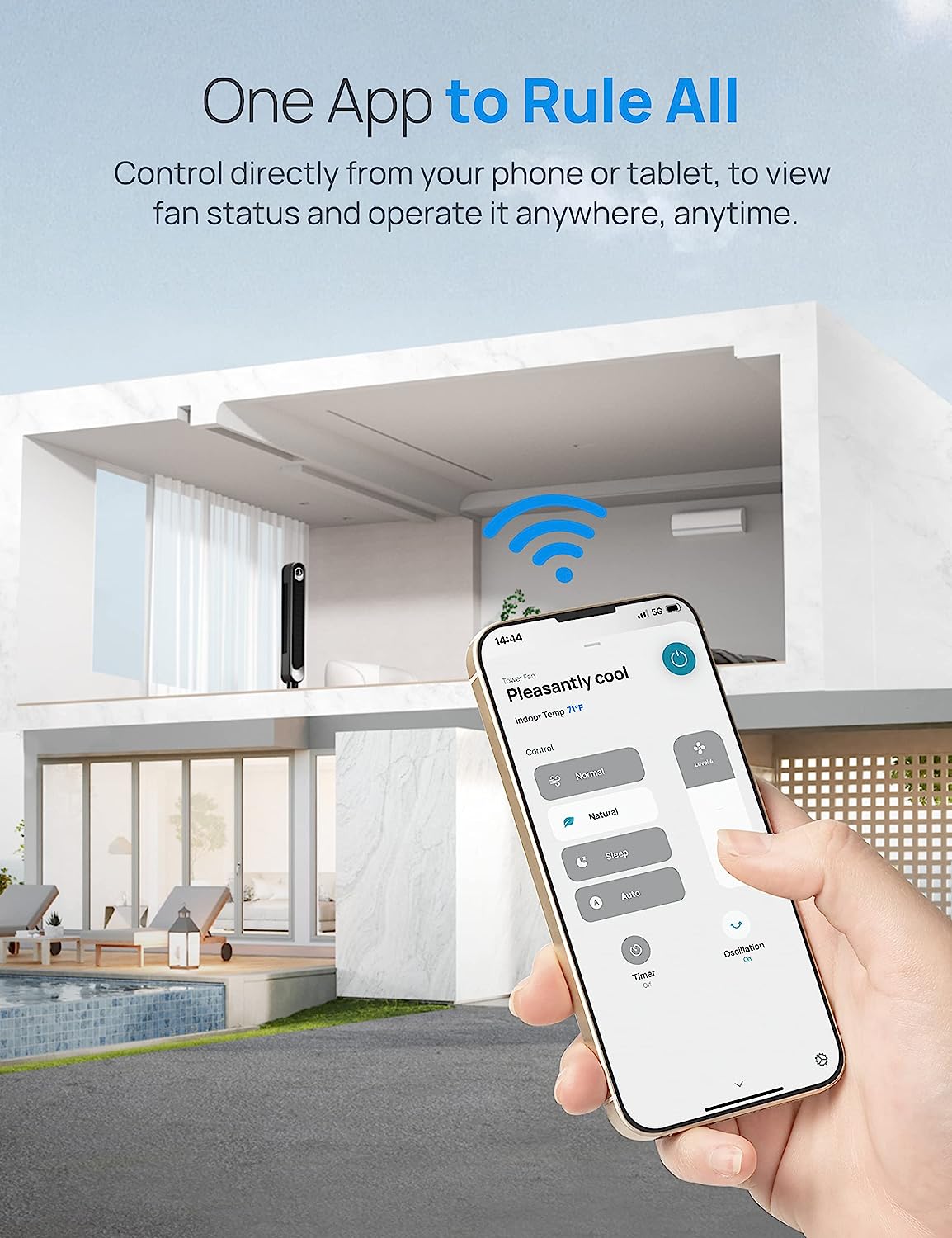 Smart Tower Fan WiFi Voice Control, Works with Alexa/Google, Cruiser Pro T1S Floor Standing Bladeless Oscillating Fan with Remote, 6 Speeds, 4 Modes, 12H Timer, for Indoor Bedroom Home Office