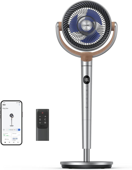 Standing Fan, 120°+120° Smart Oscillating Floor Fans with Wi-Fi/Voice Control, 80 ft Fan For Bedroom, DC Motor Quiet Fans, adjustable height, 8 Speeds, 6 Modes, 12H Timer, Office, Room