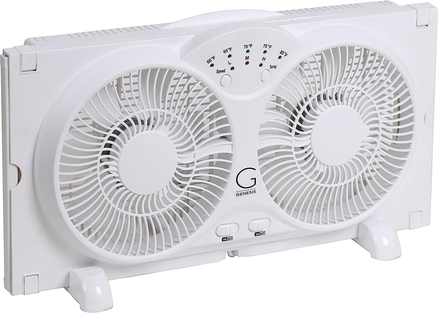 Twin Fan High Velocity Reversible AirFlow Fan, LED Indicator Lights Adjustable Thermostat & Max Cool Technology, ETL Certified White