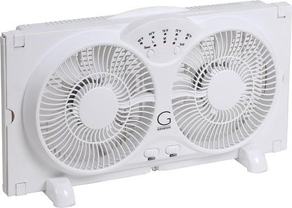 Twin Fan High Velocity Reversible AirFlow Fan, LED Indicator Lights Adjustable Thermostat & Max Cool Technology, ETL Certified White