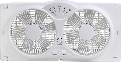 Twin Fan High Velocity Reversible AirFlow Fan, LED Indicator Lights Adjustable Thermostat & Max Cool Technology, ETL Certified White