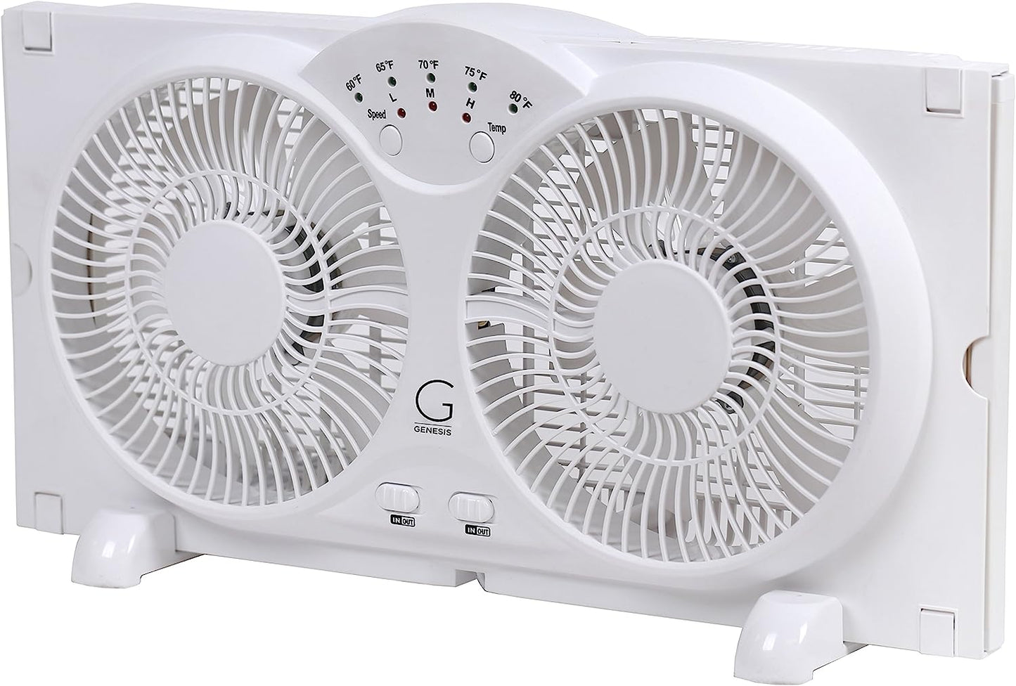 Twin Fan High Velocity Reversible AirFlow Fan, LED Indicator Lights Adjustable Thermostat & Max Cool Technology, ETL Certified White