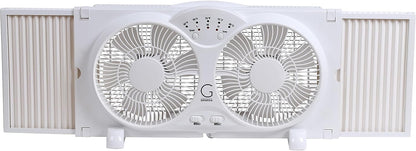 Twin Fan High Velocity Reversible AirFlow Fan, LED Indicator Lights Adjustable Thermostat & Max Cool Technology, ETL Certified White