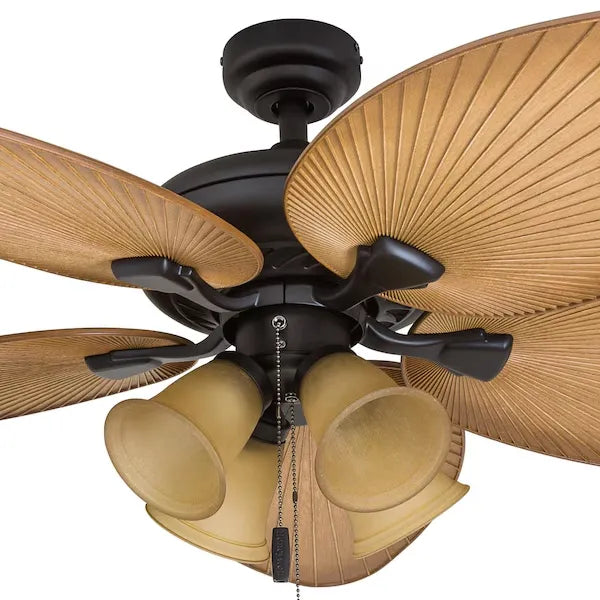 HONEYWELL CEILING FANS 50506-40 Palm Valley, 52 in. Indoor/Outdoor Ceiling Fan with Four Lights, Bronze Tropical