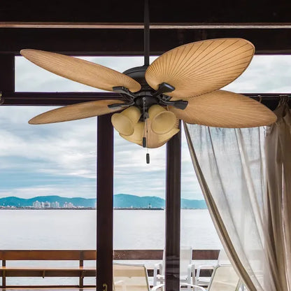HONEYWELL CEILING FANS 50506-40 Palm Valley, 52 in. Indoor/Outdoor Ceiling Fan with Four Lights, Bronze Tropical