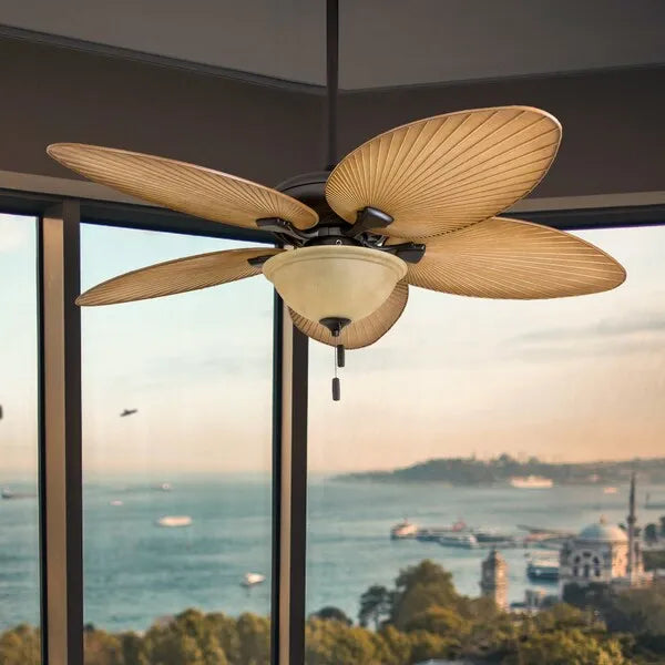 HONEYWELL CEILING FANS 50507-40 Palm Valley, 52 in. Indoor/Outdoor Ceiling Fan with Bowl Light, Bronze Tropical