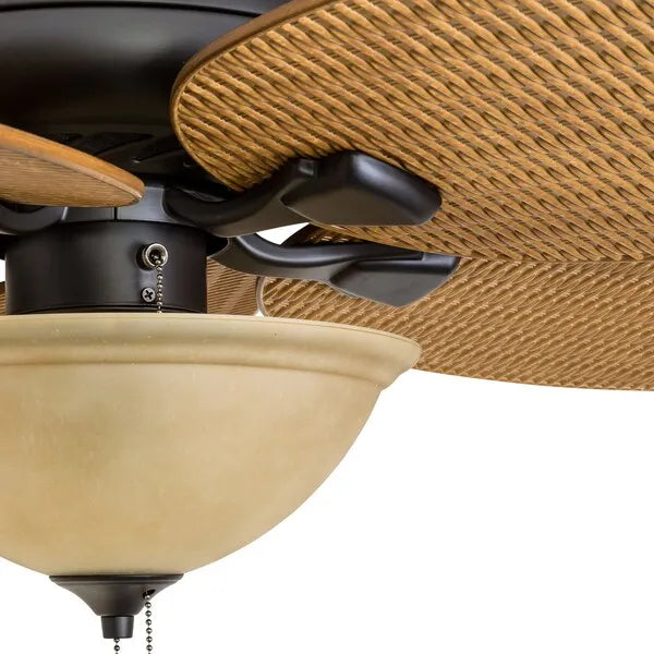 HONEYWELL CEILING FANS 50507-40 Palm Valley, 52 in. Indoor/Outdoor Ceiling Fan with Bowl Light, Bronze Tropical