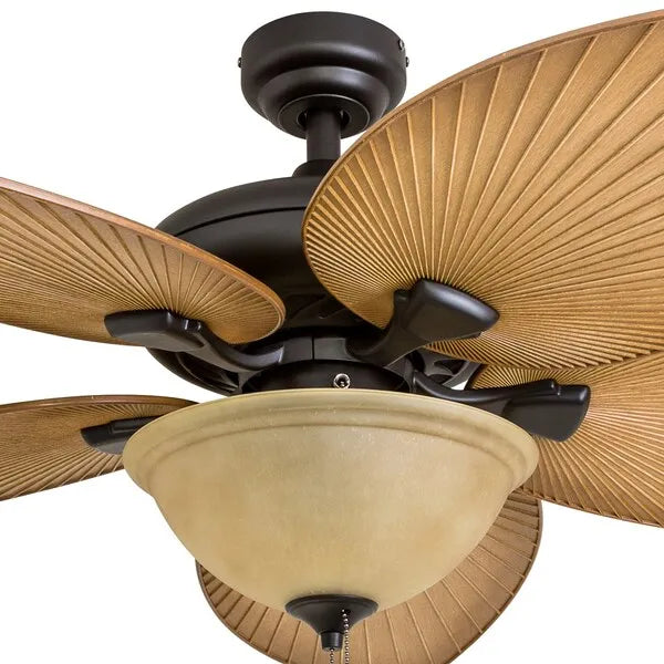 HONEYWELL CEILING FANS 50507-40 Palm Valley, 52 in. Indoor/Outdoor Ceiling Fan with Bowl Light, Bronze Tropical