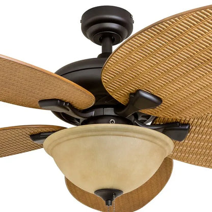HONEYWELL CEILING FANS 50507-40 Palm Valley, 52 in. Indoor/Outdoor Ceiling Fan with Bowl Light, Bronze Tropical