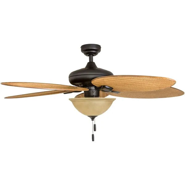 HONEYWELL CEILING FANS 50507-40 Palm Valley, 52 in. Indoor/Outdoor Ceiling Fan with Bowl Light, Bronze Tropical