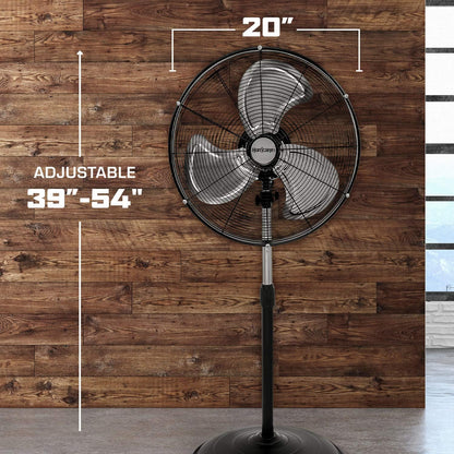 Hurricane Stand Fan – 20 Inch, Pro Series, High Velocity, Heavy Duty Metal For Industrial, Commercial, Residential, & Greenhouse Use – ETL Listed, Black