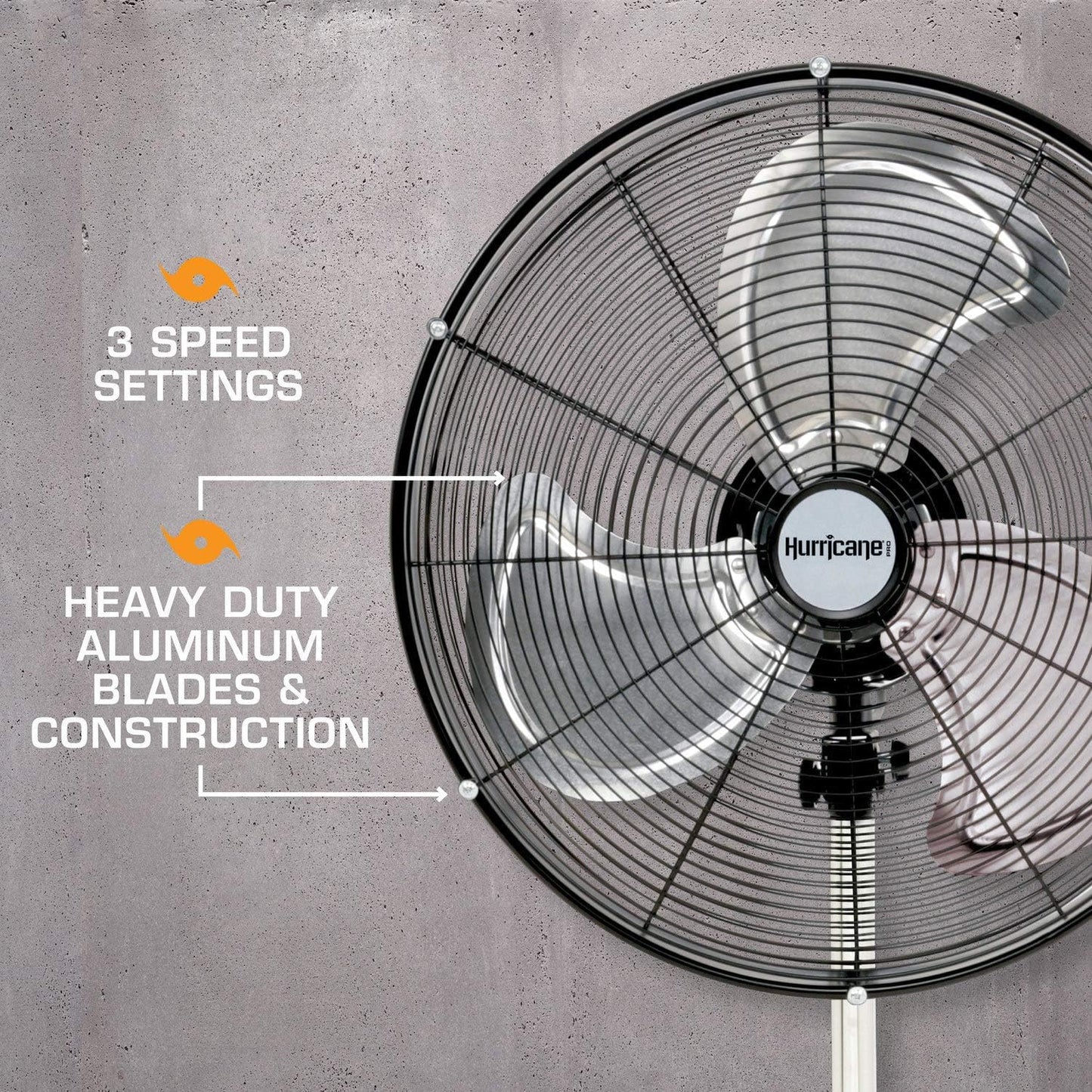 Hurricane Stand Fan – 20 Inch, Pro Series, High Velocity, Heavy Duty Metal For Industrial, Commercial, Residential, & Greenhouse Use – ETL Listed, Black