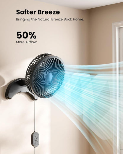 8” Wall Mount Fan, Quiet Small Wall Fan with Timer, 8.2ft Wired Remote, 80° Oscillation, 100° Adjustable, 3 Speeds High Velocity for RV Bedroom Kitchen Office Garage(Adapter Included)