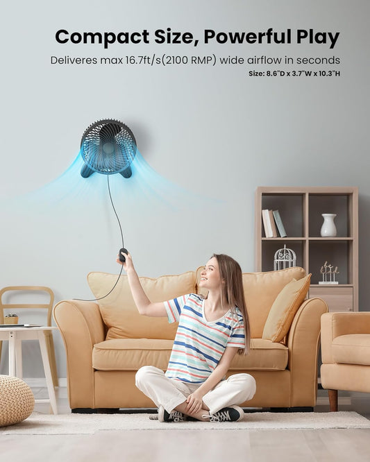 8” Wall Mount Fan, Quiet Small Wall Fan with Timer, 8.2ft Wired Remote, 80° Oscillation, 100° Adjustable, 3 Speeds High Velocity for RV Bedroom Kitchen Office Garage(Adapter Included)