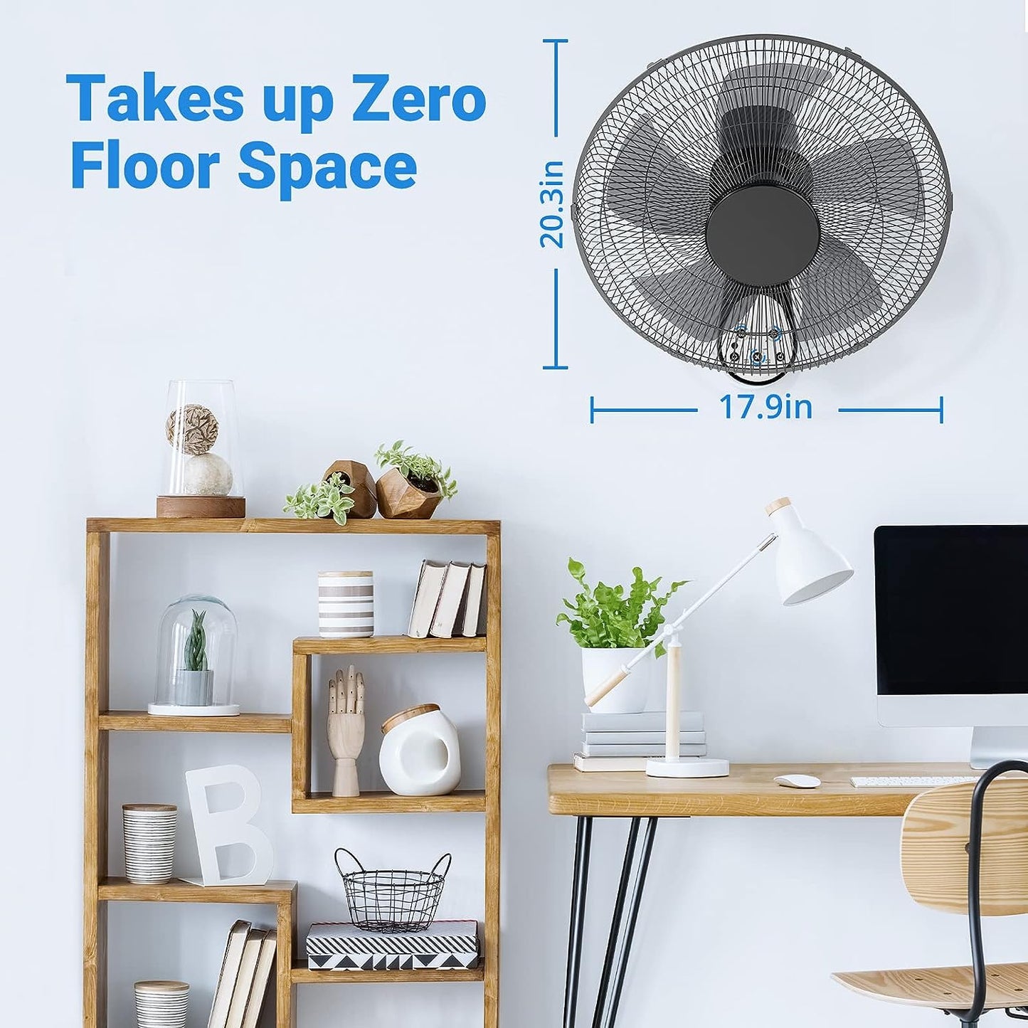 Wall Mount Fan, 16 Inch 5 Blades 5 Speeds Wall Fan with Remote Control, 90 Degree 8 Hour Timer Oscillating Fan for Bedroom Home Kitchen, Black