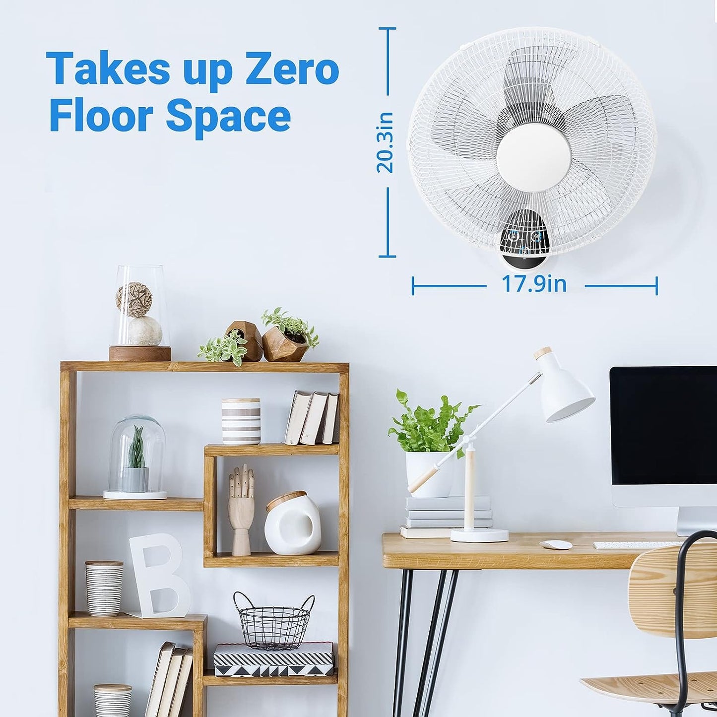 Wall Mount Fan, 16 Inch 5 Blades 5 Speeds Wall Fan with Remote Control, 90 Degree 8 Hour Timer Oscillating Fan for Bedroom Home Kitchen Gym Yoga Pilates Studio Glass Sunshine Room, White