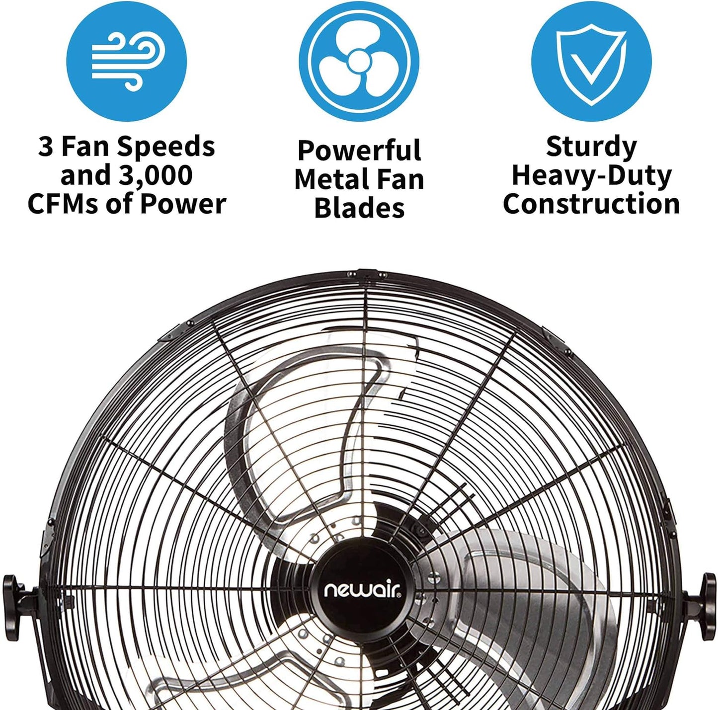 Floor Fan | 18′′ Air Fan | High Velocity Blade Fan | 3 Speed Settings | Heavy Duty Fan For Industrial Use | Portable Shop Fan | Black | WindPro18F