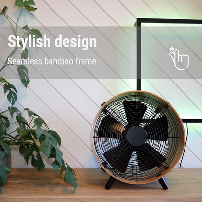 Wooden fan with eco-friendly bamboo ring, three speeds, suitable for home or office use, 55 W