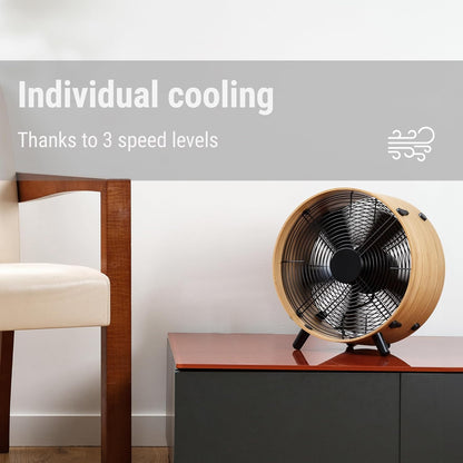 Wooden fan with eco-friendly bamboo ring, three speeds, suitable for home or office use, 55 W