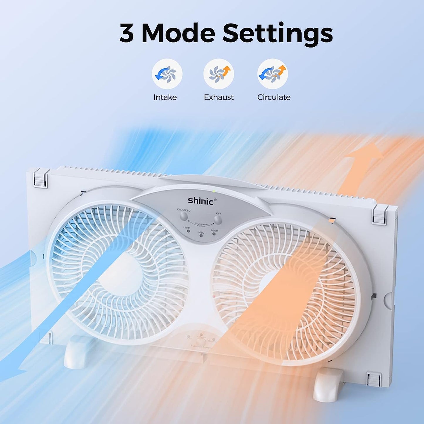 Window Fan with Reversible Airflow Quiet, Twin 9′′ Blades, Full Remote Control, 3 Functions-3 Speeds, Bathroom Kitchen Window Exhaust Fan, Width Adjustable (From 24′′ to 37′′) ETL Certified