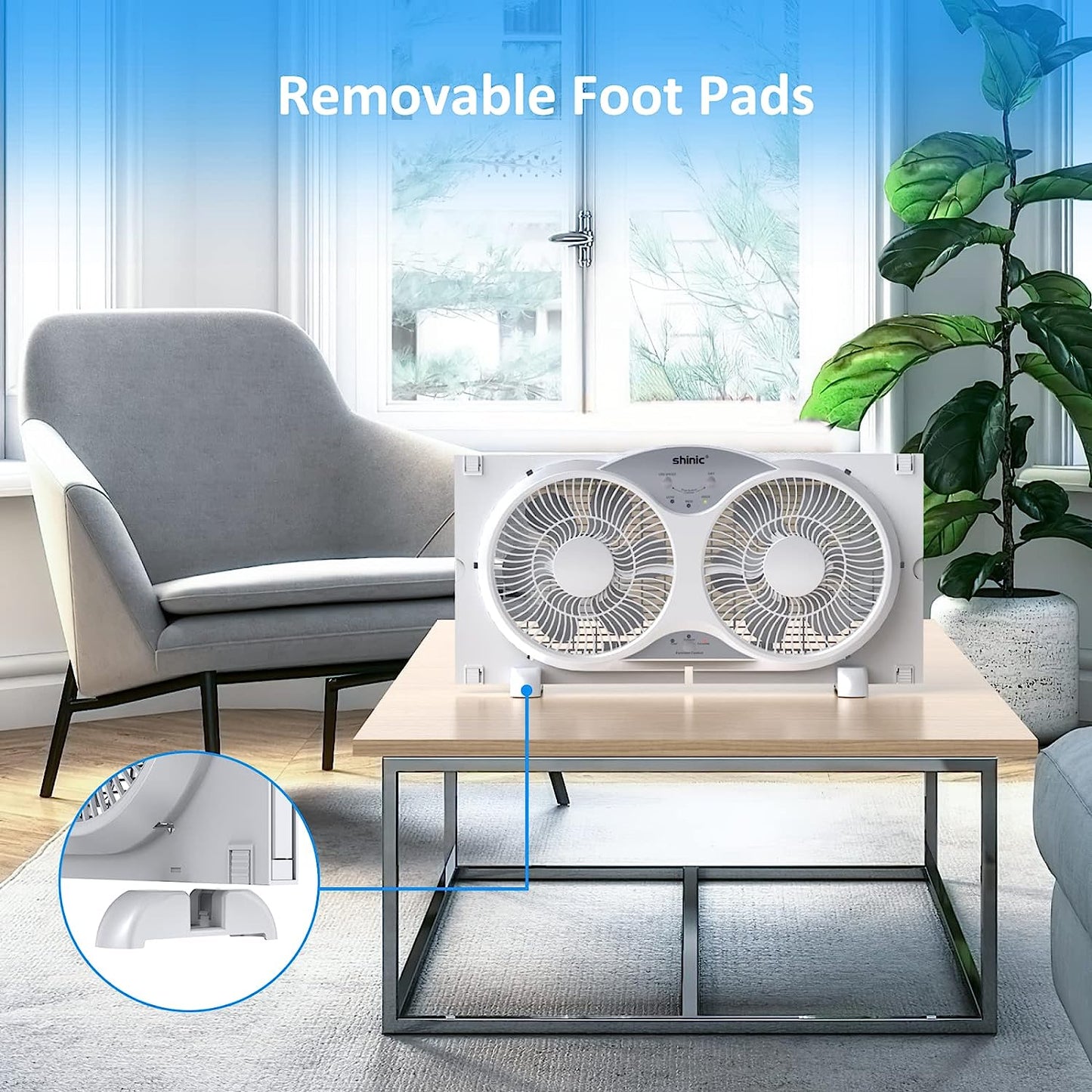 Window Fan with Reversible Airflow Quiet, Twin 9′′ Blades, Full Remote Control, 3 Functions-3 Speeds, Bathroom Kitchen Window Exhaust Fan, Width Adjustable (From 24′′ to 37′′) ETL Certified